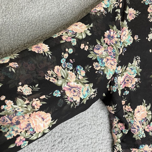 Truth NYC Blouse Womens 3X  Black Floral Peplum Long Sleeve Sheer Lace Romantic - Picture 8 of 15